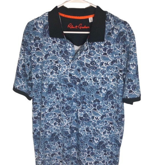 Robert Graham Other - Robert Graham Amaro Blue Polo Shirt Men’s Size M